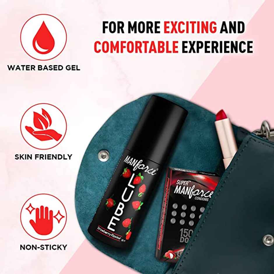 Manforce Lube (Lubrication Gel for Men & Women) Water-Based Gel, Skin-Friendly, Safe to Use with Condoms, Strawberry Flavoured