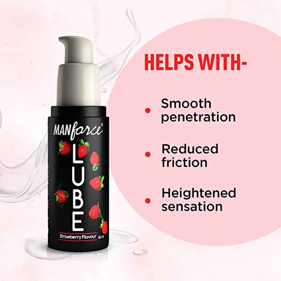 Manforce Lube (Lubrication Gel for Men & Women) Water-Based Gel, Skin-Friendly, Safe to Use with Condoms, Strawberry Flavoured