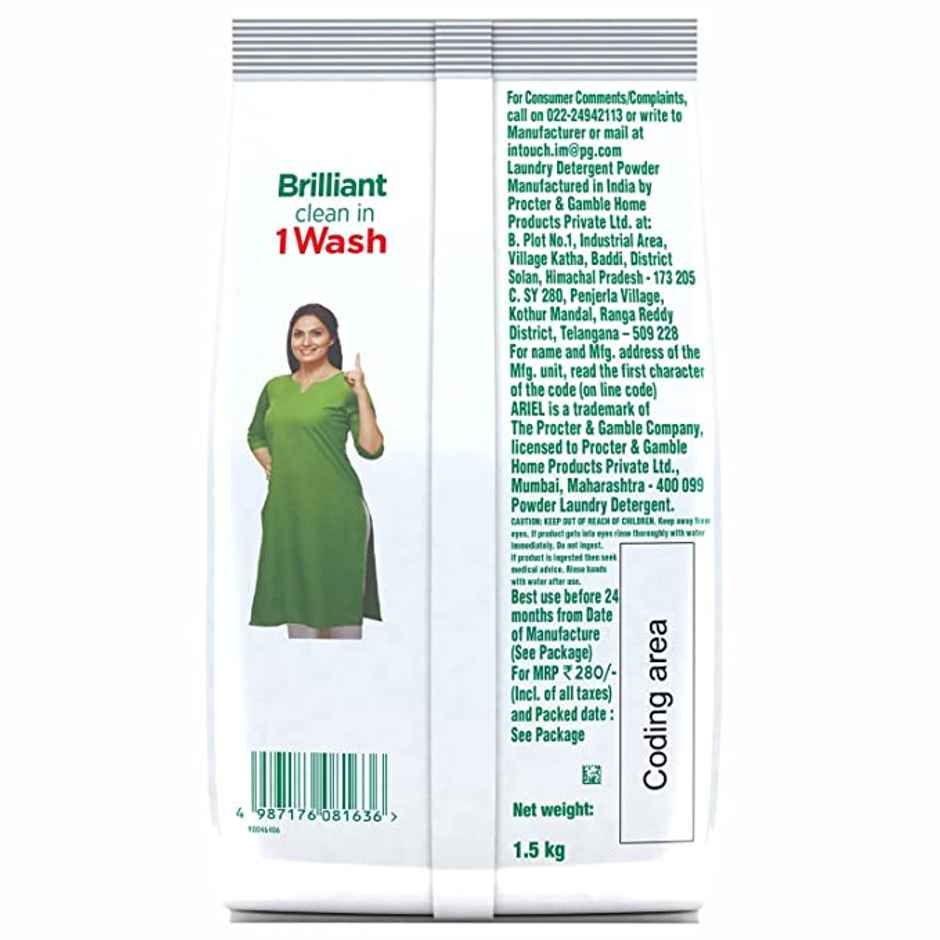 Ariel Complete Detergent Powder | Removes 100 Tough Stains in 1 wash Combo