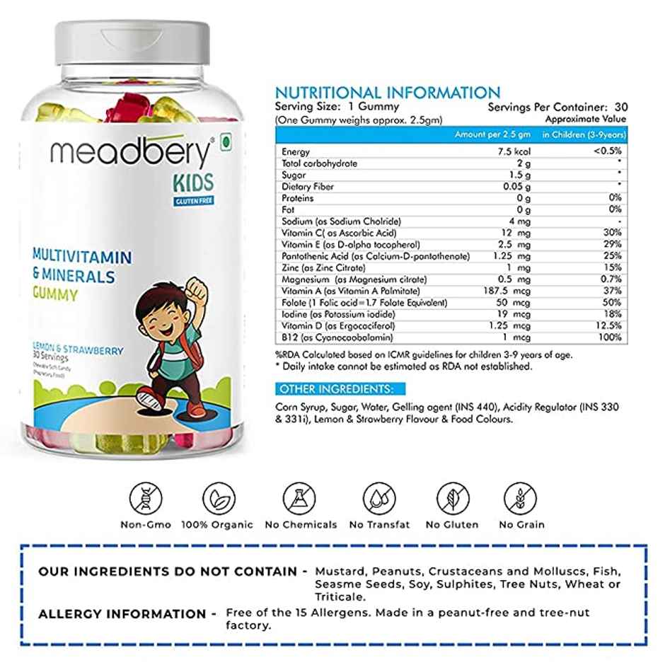 Meadbery Multivitamin And Mineral Gummy For Kids Immunity