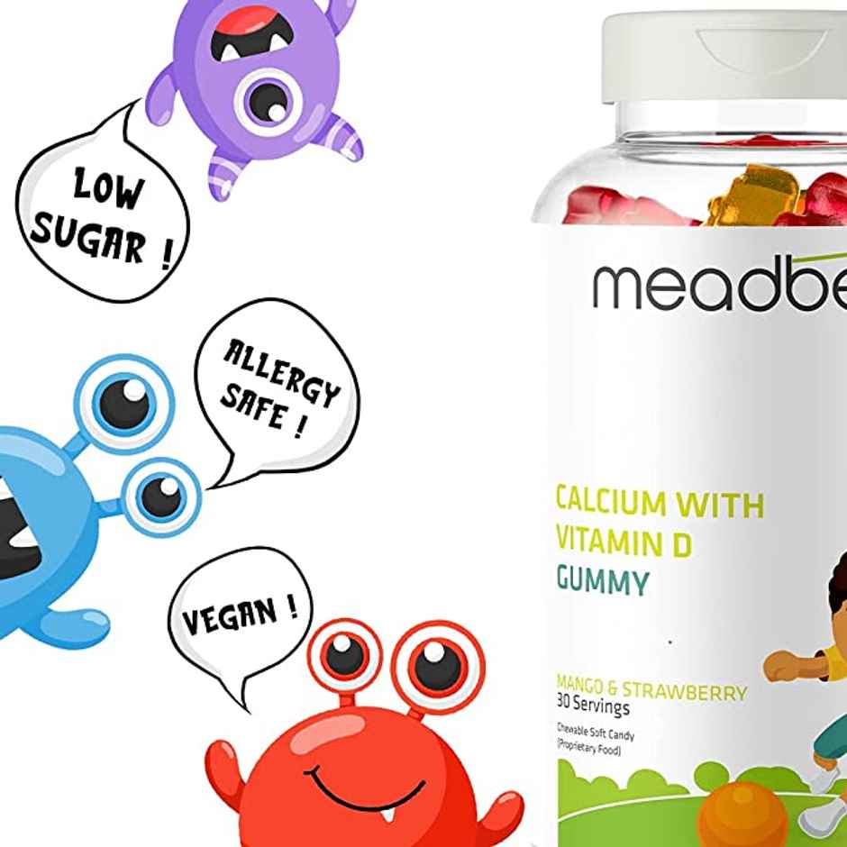 Meadbery Calcium Vitamin D Gummies For Kids For Stronger Bones