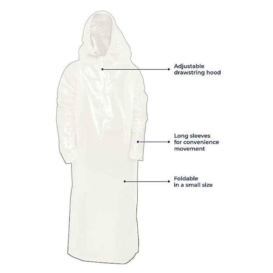 Unisex Rain Poncho with Drawstring Hood Free Size