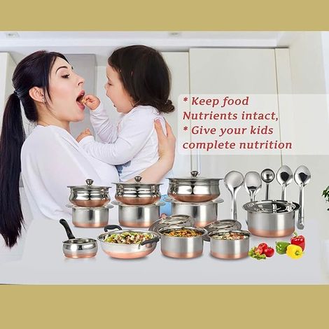 Klassi Kichen 20Pc Copper Bottom Cookware Set