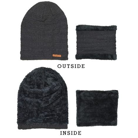 Fabseasons Unisex Acrylic Wool Beanie and Muffler | Dark Grey - Free Size