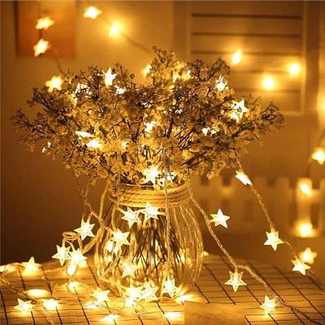 Desidiya Decorative Led String Lights With 20 Stars - 4 Meters, Starry Night - Warm White