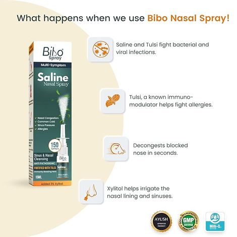 Bibo Multi Symptom Saline Nasal Spray With Tulsi