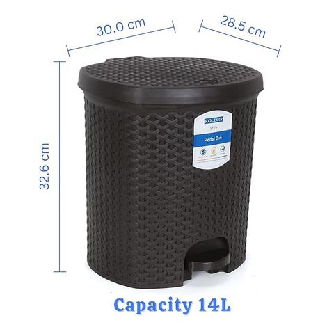 Kolorr Magnum Royal Premium Plastic Step-On Pedal Dustbin For - 14 Litre Large (Dark Brown)
