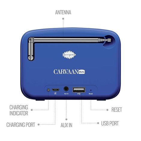 Saregama Carvaan Mini 2.0 | Music player | Bluetooth|FM|AM|AUX - Regal Blue