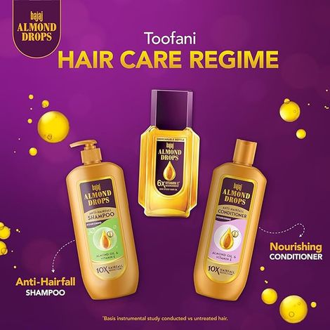 Bajaj Almond Drops Hair Oil with 2x Hairfall Reduction and 6x Vitamin E & Almond Oil