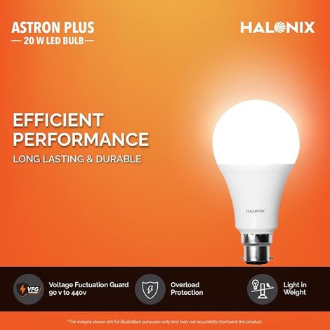 Halonix 20W High Wattage White Led Bulb | B22 Base Holder