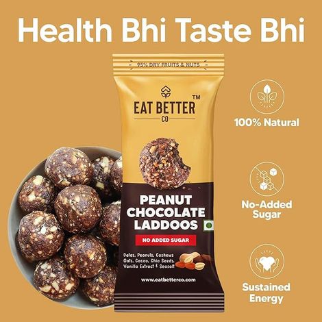 Eat Better Co - Peanut & Chocolate Laddoos - No Added Sugar - High Protein, 100% Natural