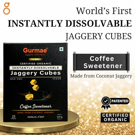 Gurmae Certified Organic Instantly Dissolvable Jaggery Cubes Coffee Sweetener