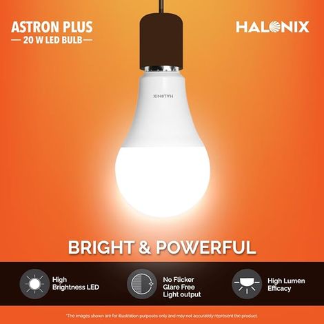 Halonix 20W High Wattage White Led Bulb | B22 Base Holder