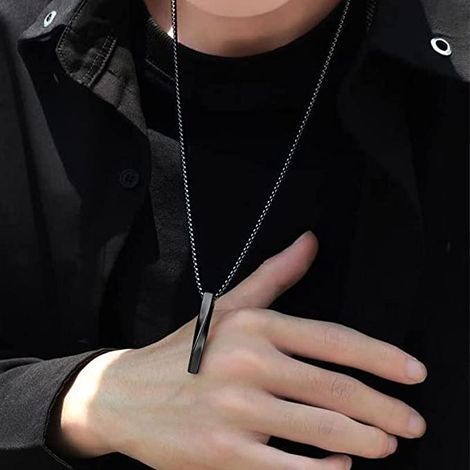 SALTY Alpha Collier Pendant with Chain for Men and Boys| Anti-Tarnish | Black