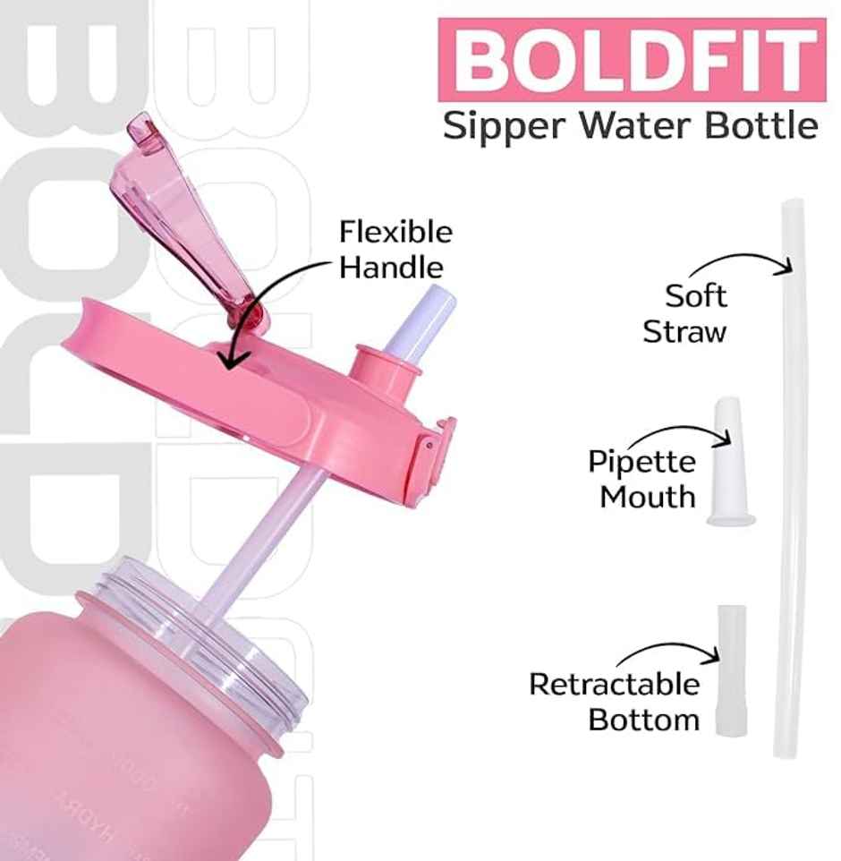 Boldfit Gallon Bottle Motivational 2L Pink Blue