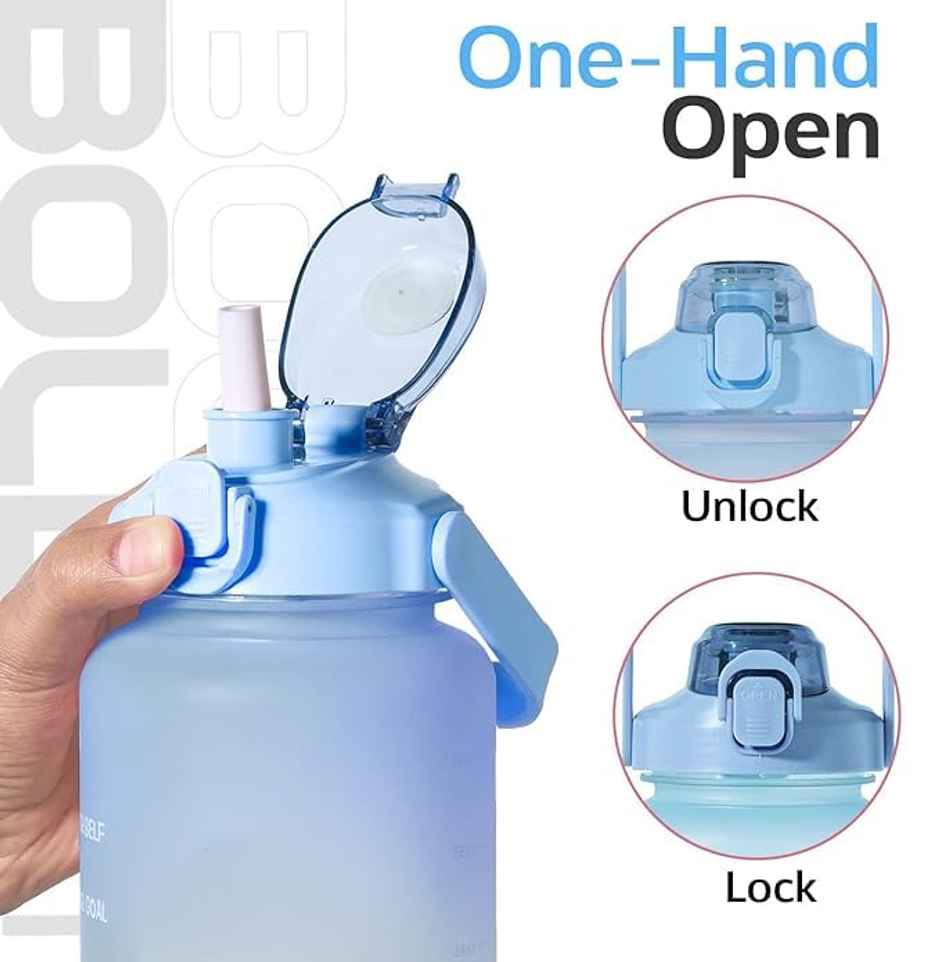 Boldfit Gallon Bottle Motivational 2L Blue Orange