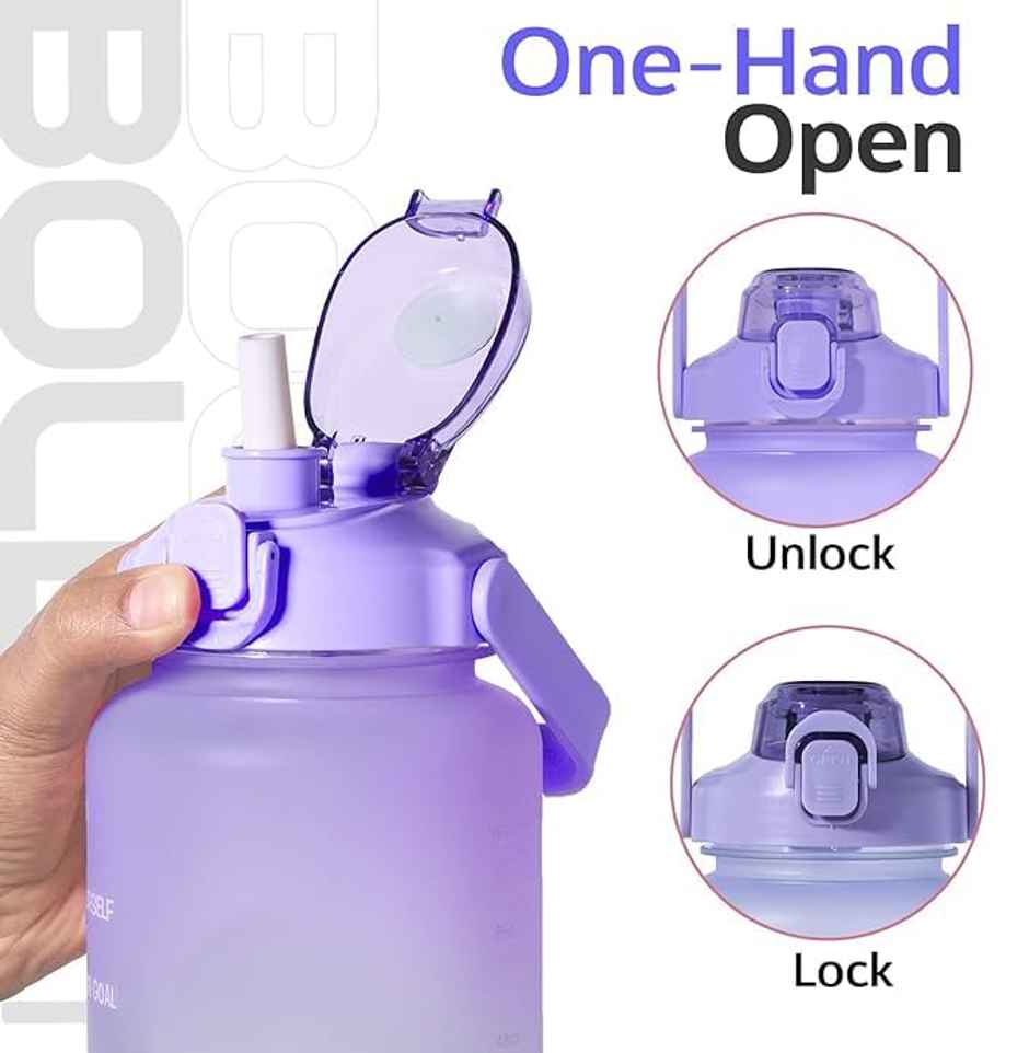 Boldfit Gallon Bottle Motivational 2L Purple Blue