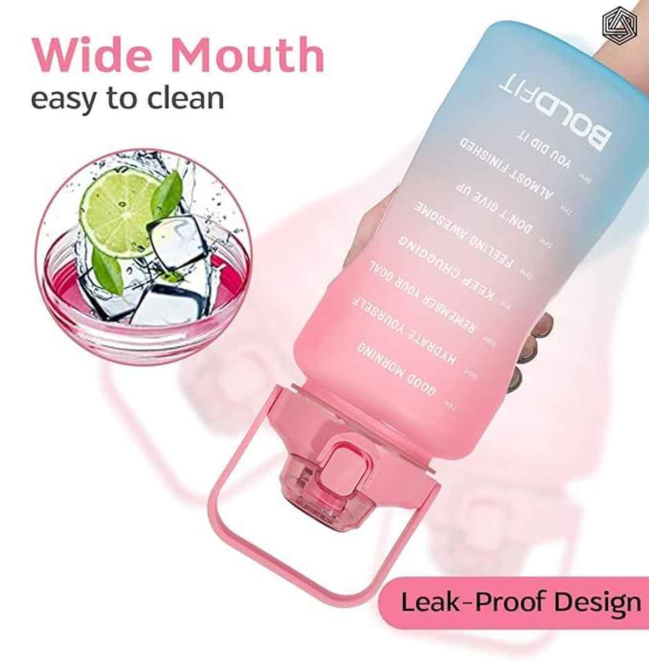 Boldfit Gallon Bottle Motivational 2L Pink Blue