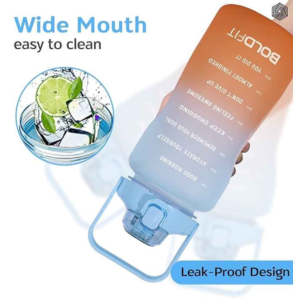 Boldfit Gallon Bottle Motivational 2L Blue Orange