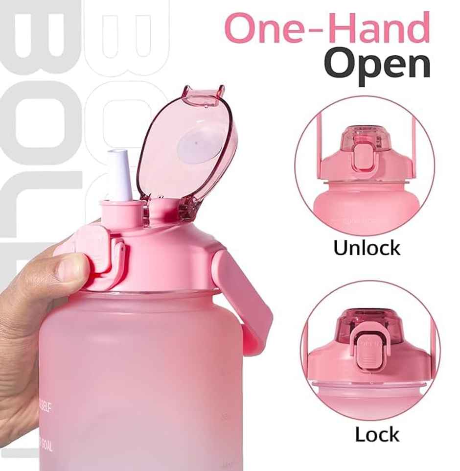 Boldfit Gallon Bottle Motivational 2L Pink Blue