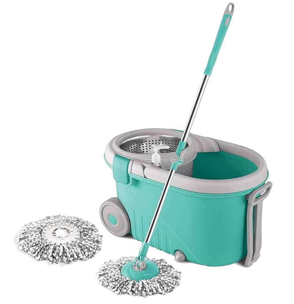 Spotzero By Milton Royale Spin Mop, Aqua Green (Steel Wringer)