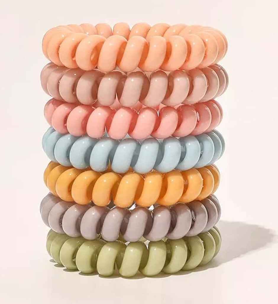 Bronson Professional Spiral Hair Ties Rubber Band Hair Coils Telephone wire | Dark Brown