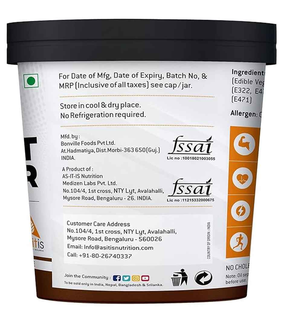 AS-IT-IS Nutrition ATOM Peanut Butter 1kg | Chocolate (Crunchy)