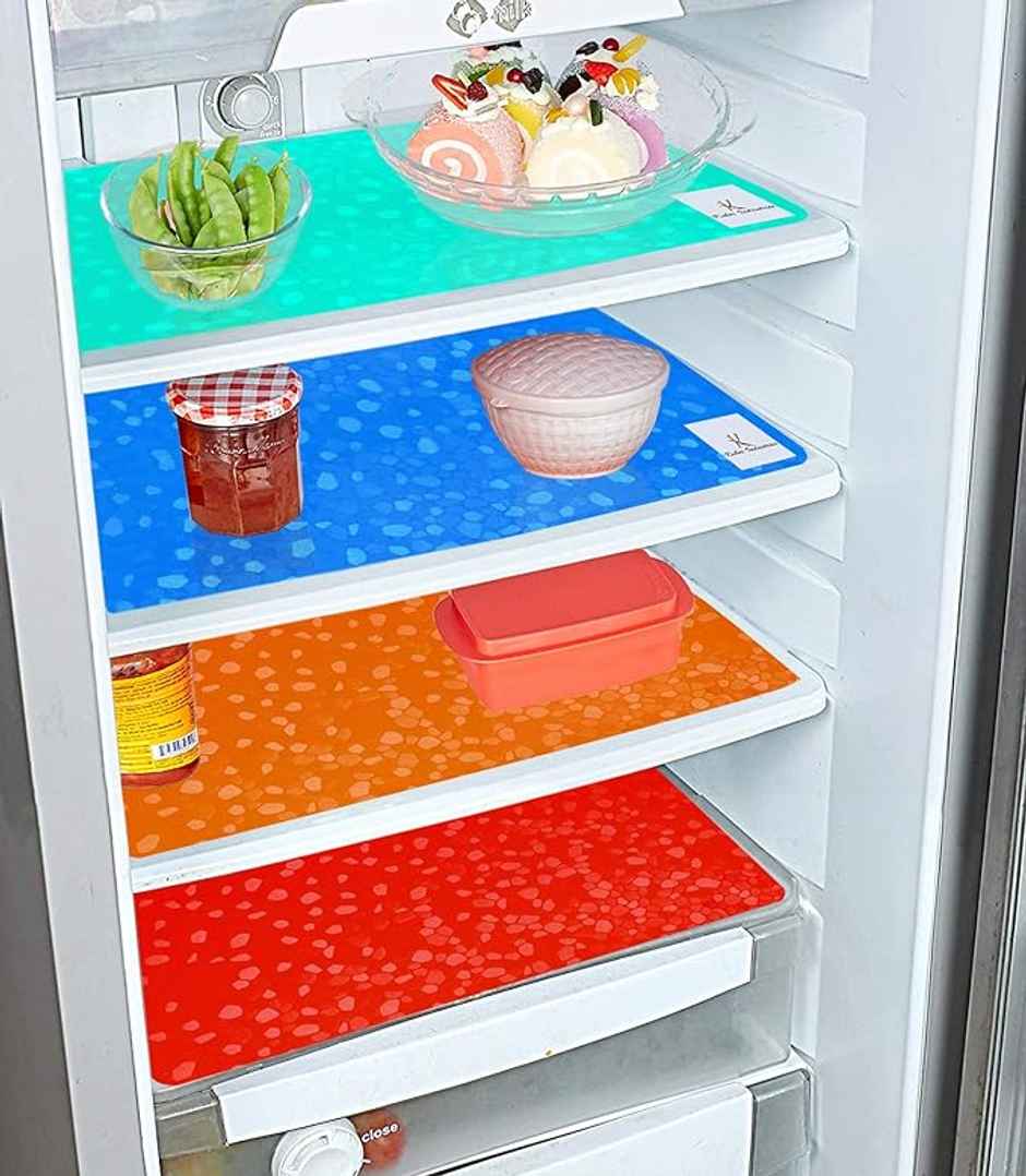 Kuber Industries Pack of 4 PVC Waterproof Multipurpose Refrigerator Drawer Mat | Multicolor