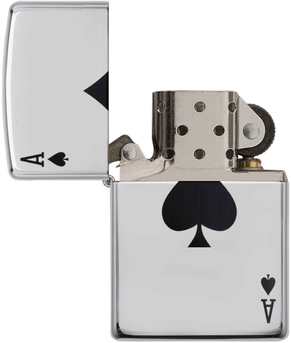 Zippo Simple Spade Design Classic High Polish Chrome Windproof Pocket Lighter