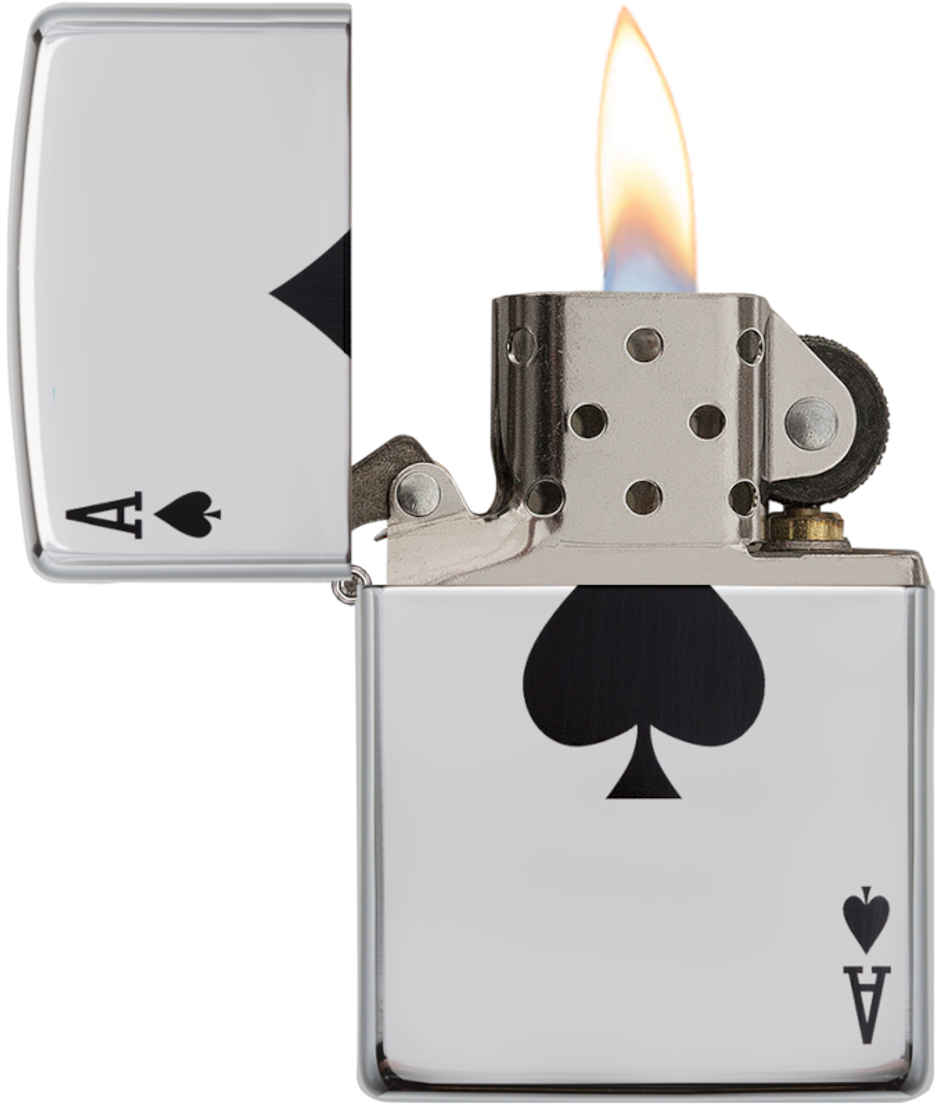 Zippo Simple Spade Design Classic High Polish Chrome Windproof Pocket Lighter