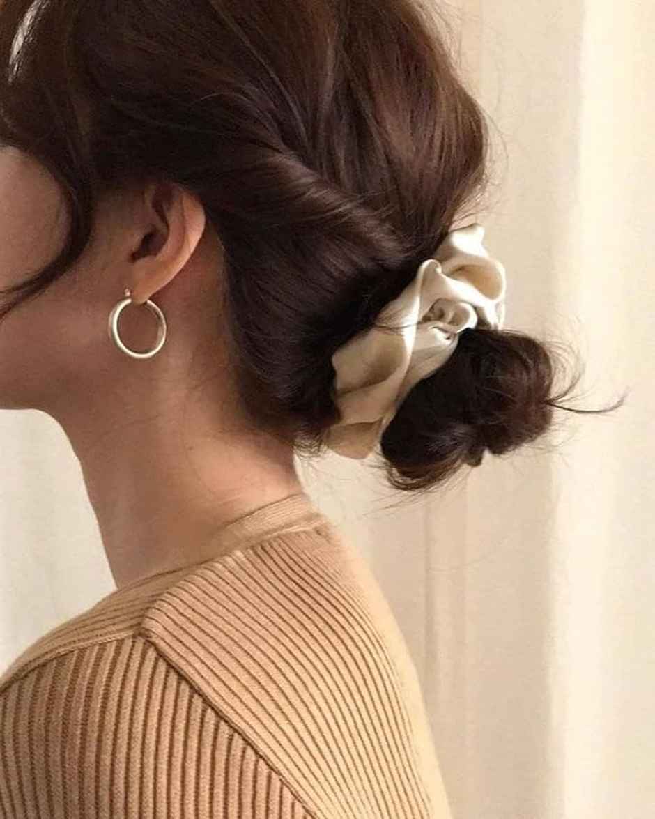 Bronson Professional Silk Satin Scrunchies Large Luxury