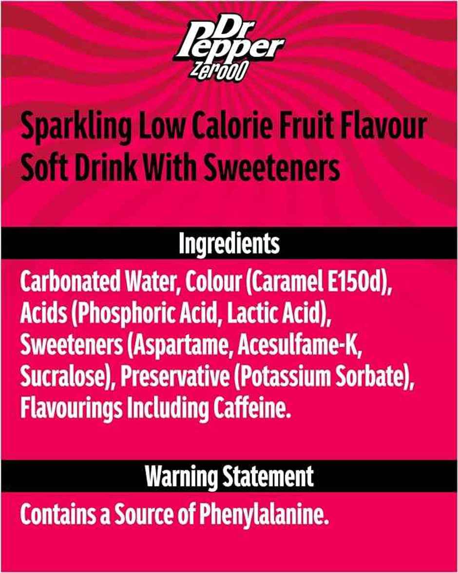 Dr Pepper Zero Sparkling Fruit Flavour Soft Drink | Can