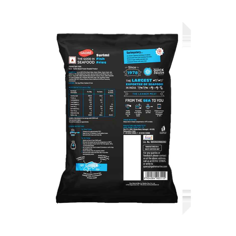 Gadre Surimi Fish Fries | No Added Preservatives | Frozen Seafood | Ready To Fry Non Veg Snack