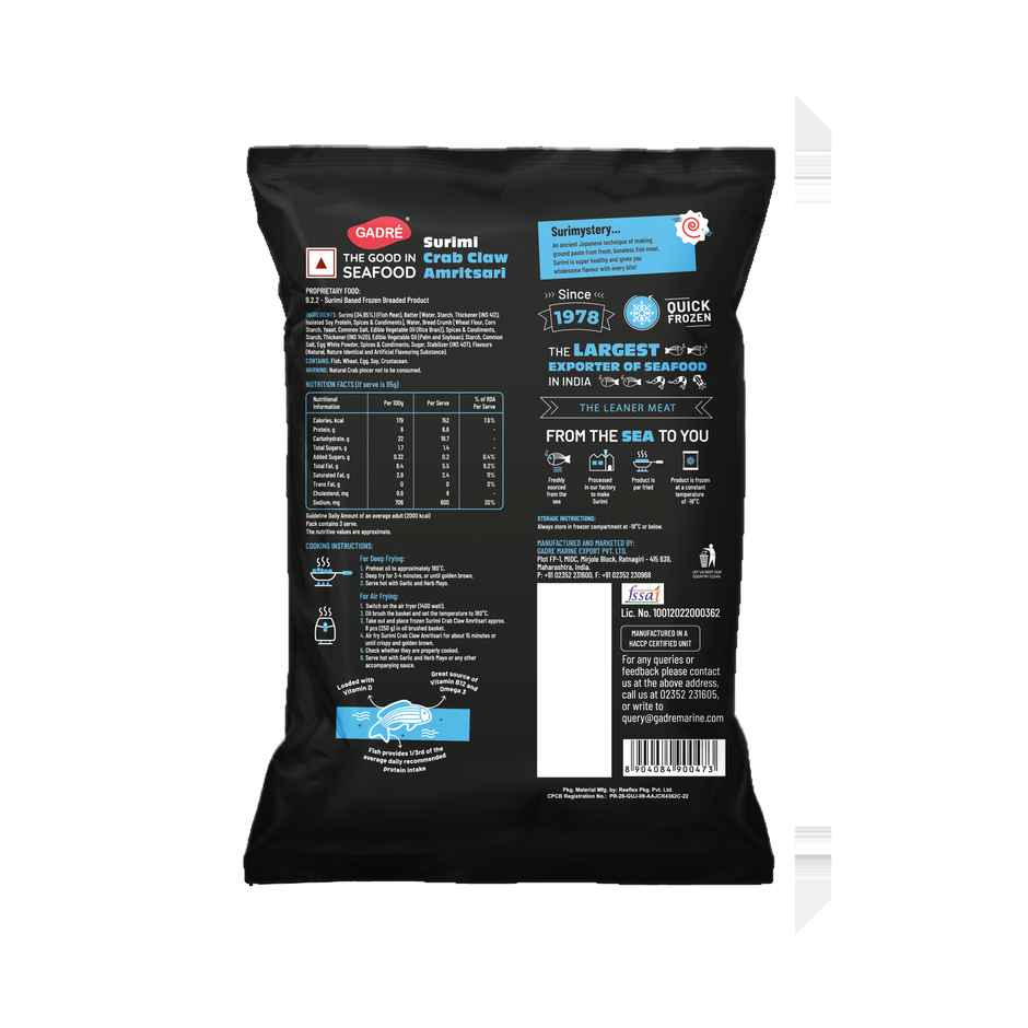Gadre Amritsari Crab Claws | No Added Preservatives | Frozen Seafood | Ready to Fry Non Veg Snack