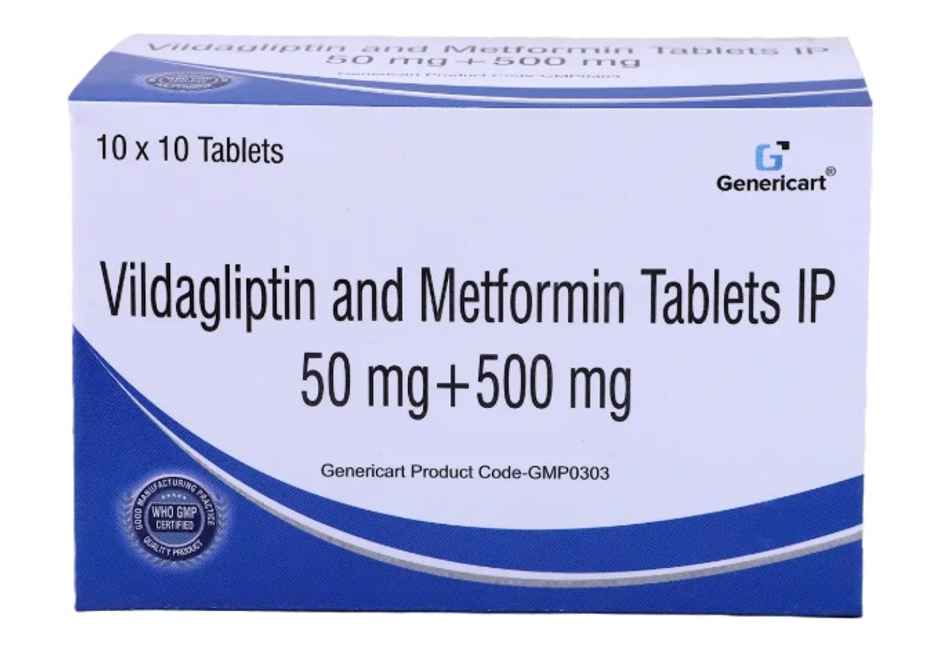 Genericart Vildagliptin 50 Mg + Metformin 500 Mg Tablet