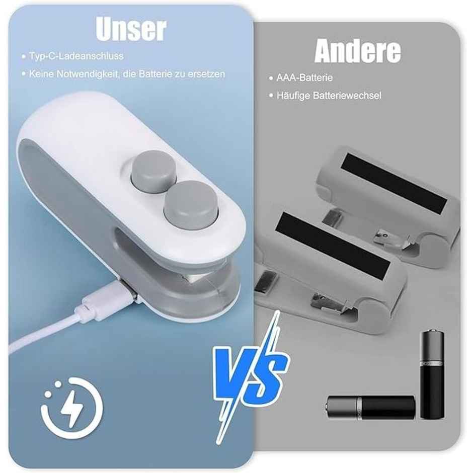 Basics IND - Portable Mini Sealing Machine Handheld Packet Sealer for Food, Snacks, Chips, Fresh Storage, Plastic Bag Sealing Machine Grey