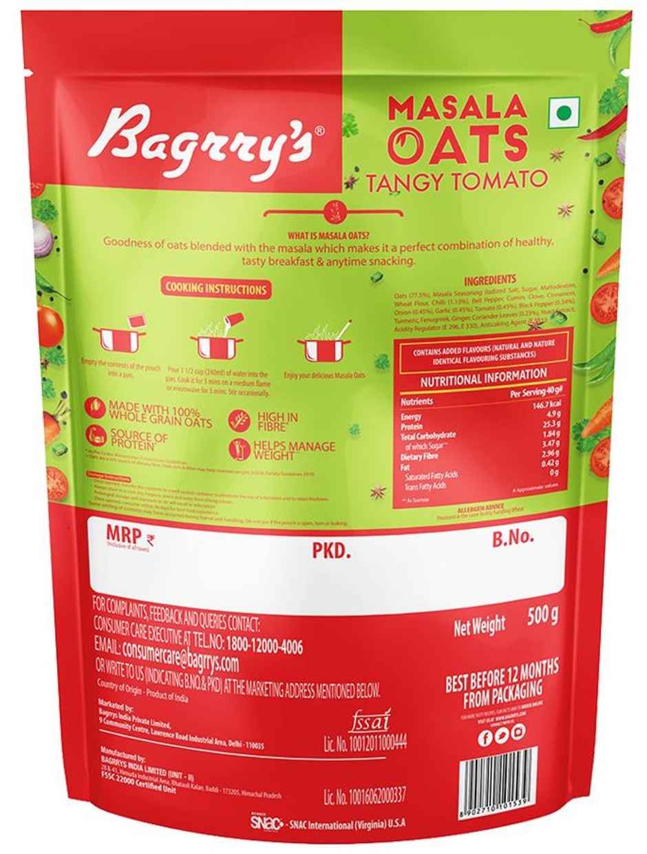 Bagrry's Masala Oats - Tangy Tomato High fibre & Protein