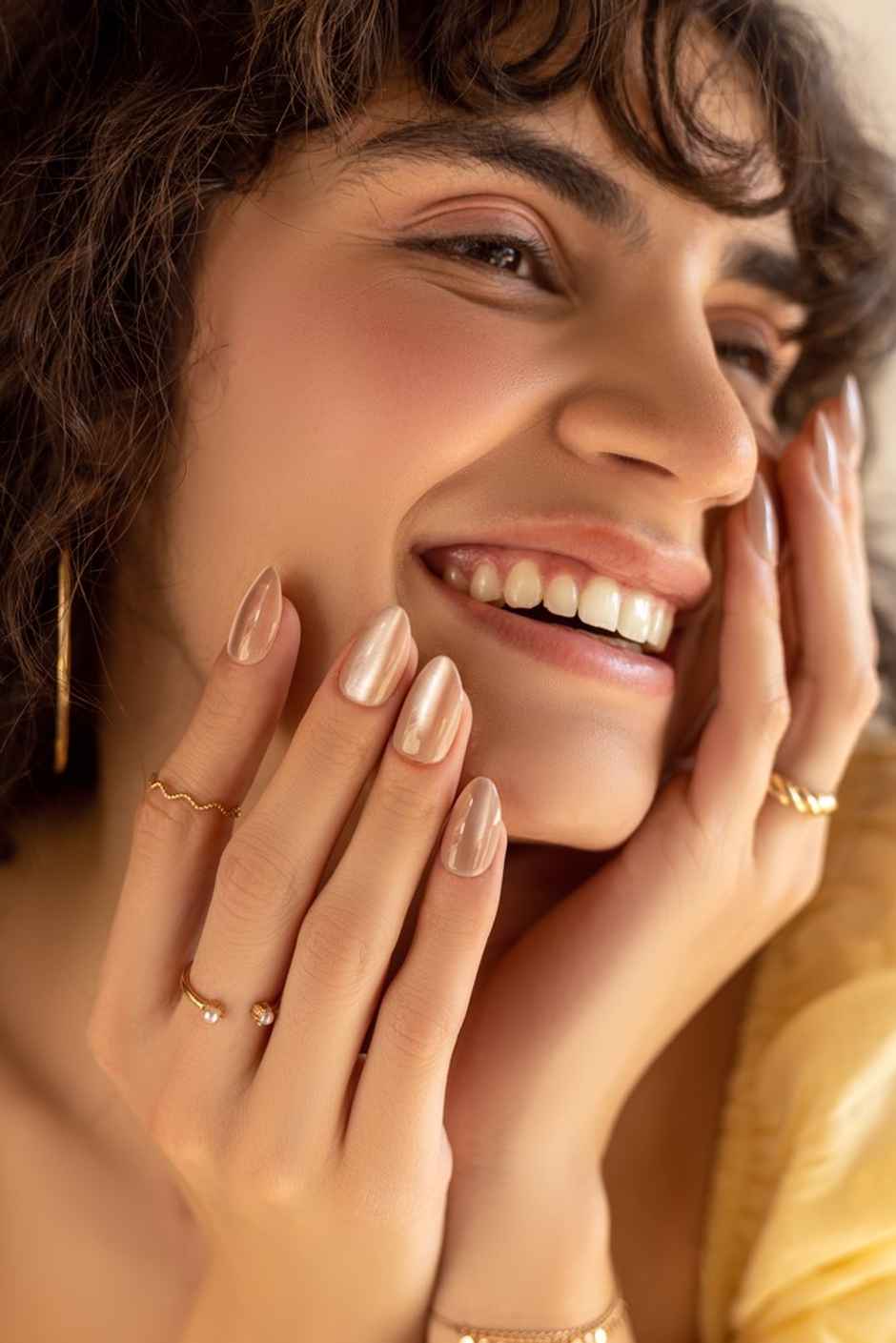 Pep Nails Cat Eye Medium Almond Nude Soft Gel Reusable Press On Nails 30 Nail Tips