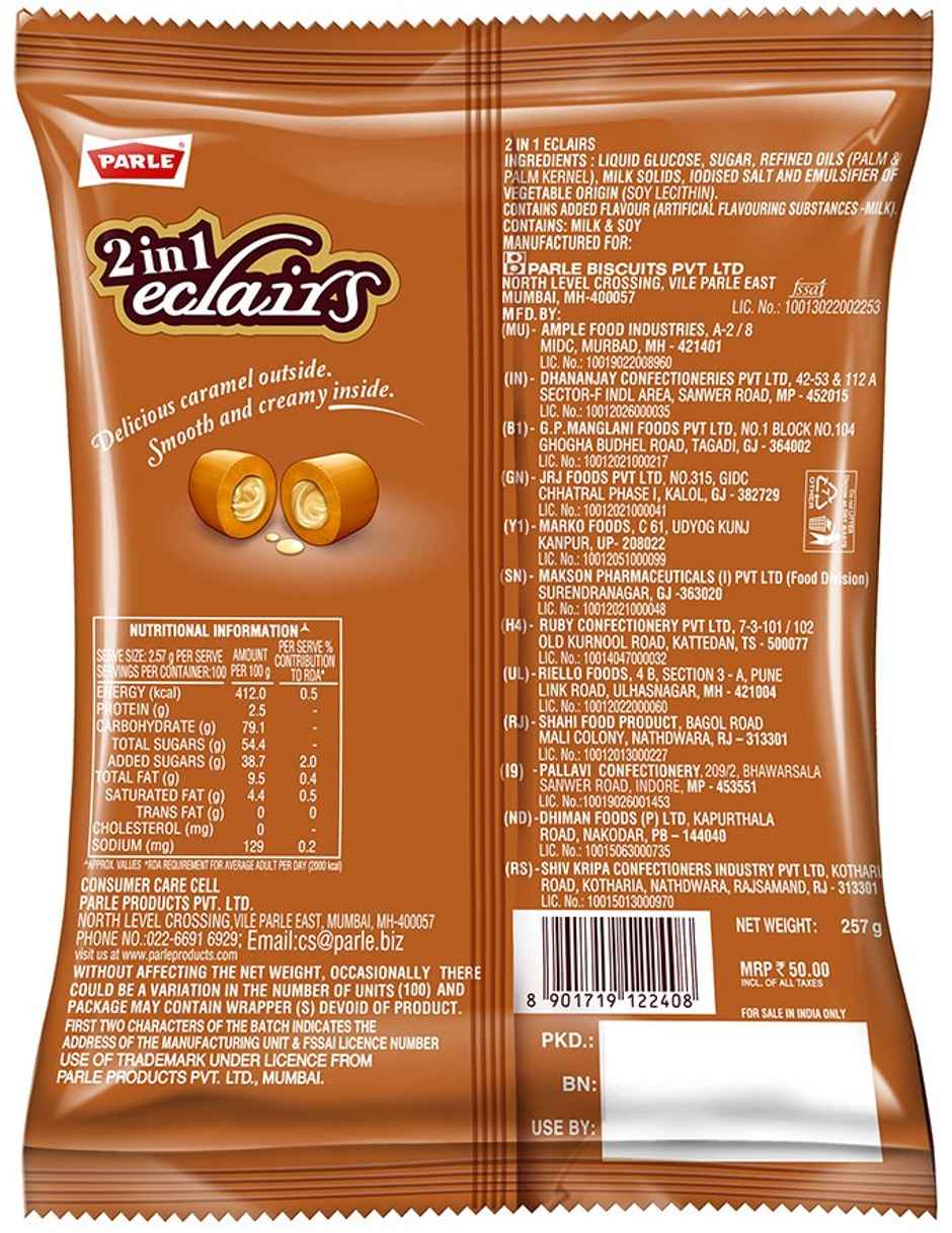 Parle 2 In 1 Eclairs Toffee