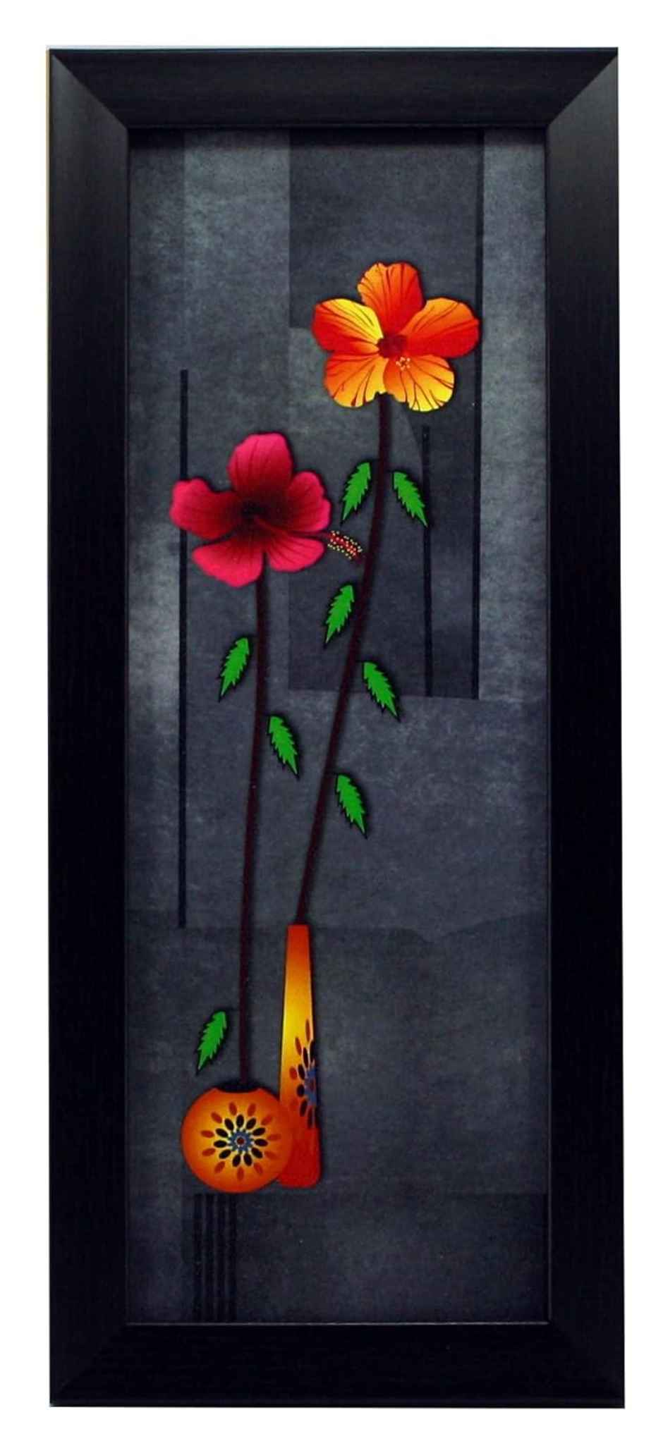 Indianara Set of 3 Lord ganesha Framed Art Painting without glass 6 X 13, 10.2 X 13, 6 X 13 Inch