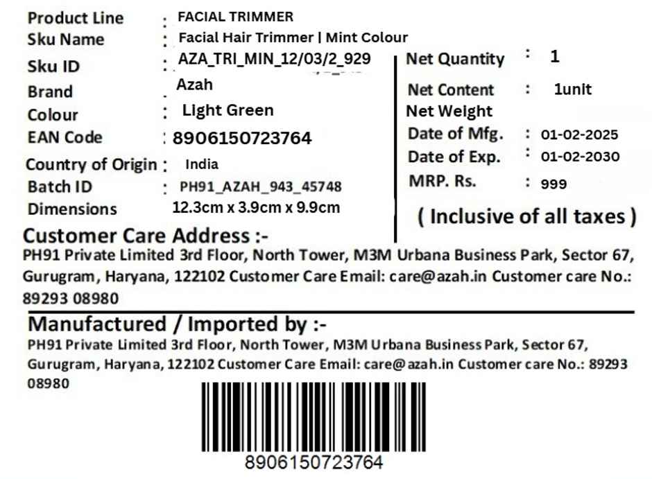Azah Electric Mini Facial Trimmer | Painless Hair Removal for Upper Lips | Chin & Peach Fuzz