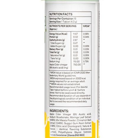 Oziva Apple Cider Vinegar Moringa For Weight Loss (Lemon Masala Flavour)