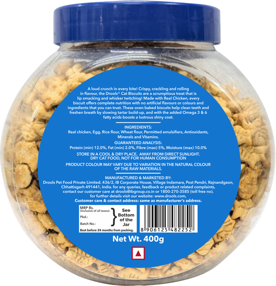 Drools Real Chicken Cat Biscuit Treats Jar