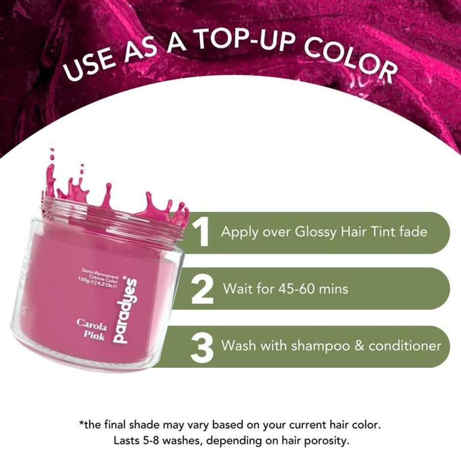 Paradyes Ammonia Free Semi-Permanent Hair Color Jar Only Carola Pink