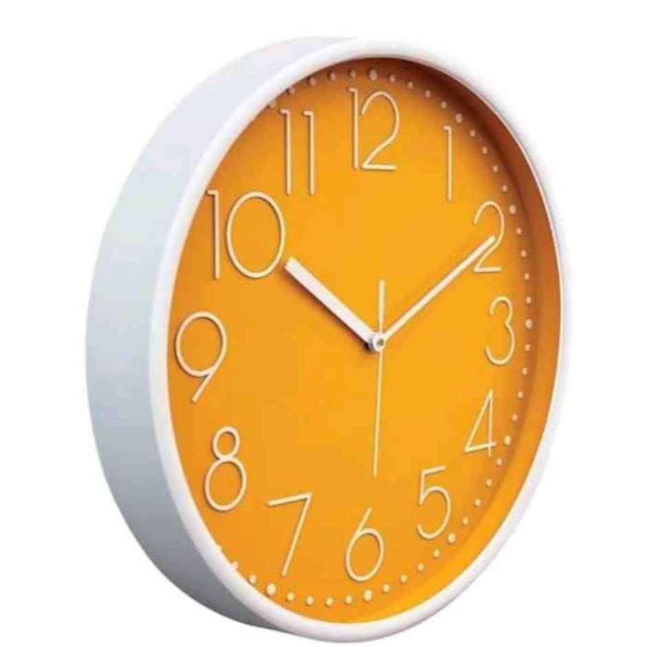 Homeharmony 12 Inch Modern Plastic Stylish Non Ticking Silent Analog Wall Clock - Orange