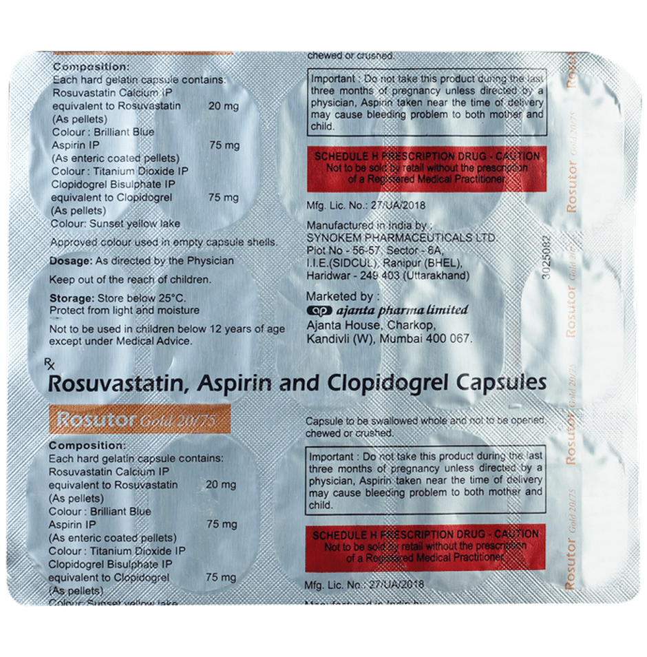 Rosutor Gold 20/75 Capsule