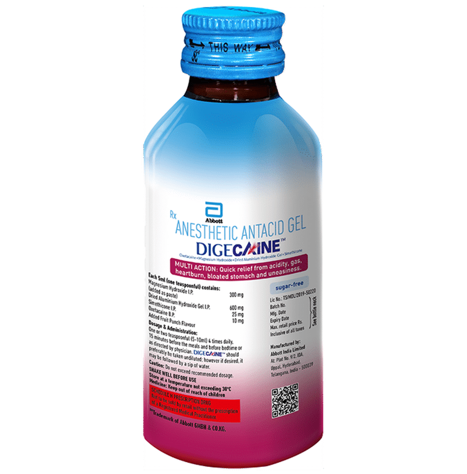 Digecaine Fruit Punch Sugar Free Oral Gel 