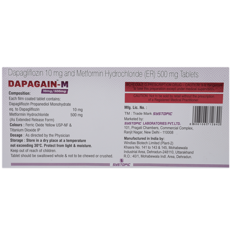 Dapagain-M 10mg/500mg Tablet ER