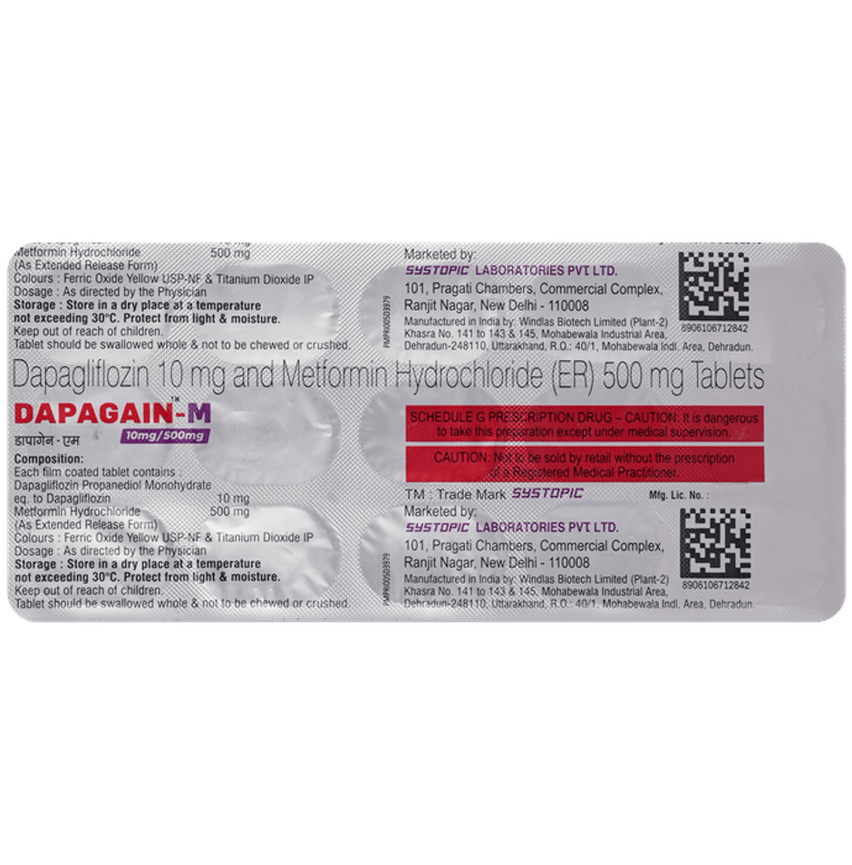Dapagain-M 10mg/500mg Tablet ER