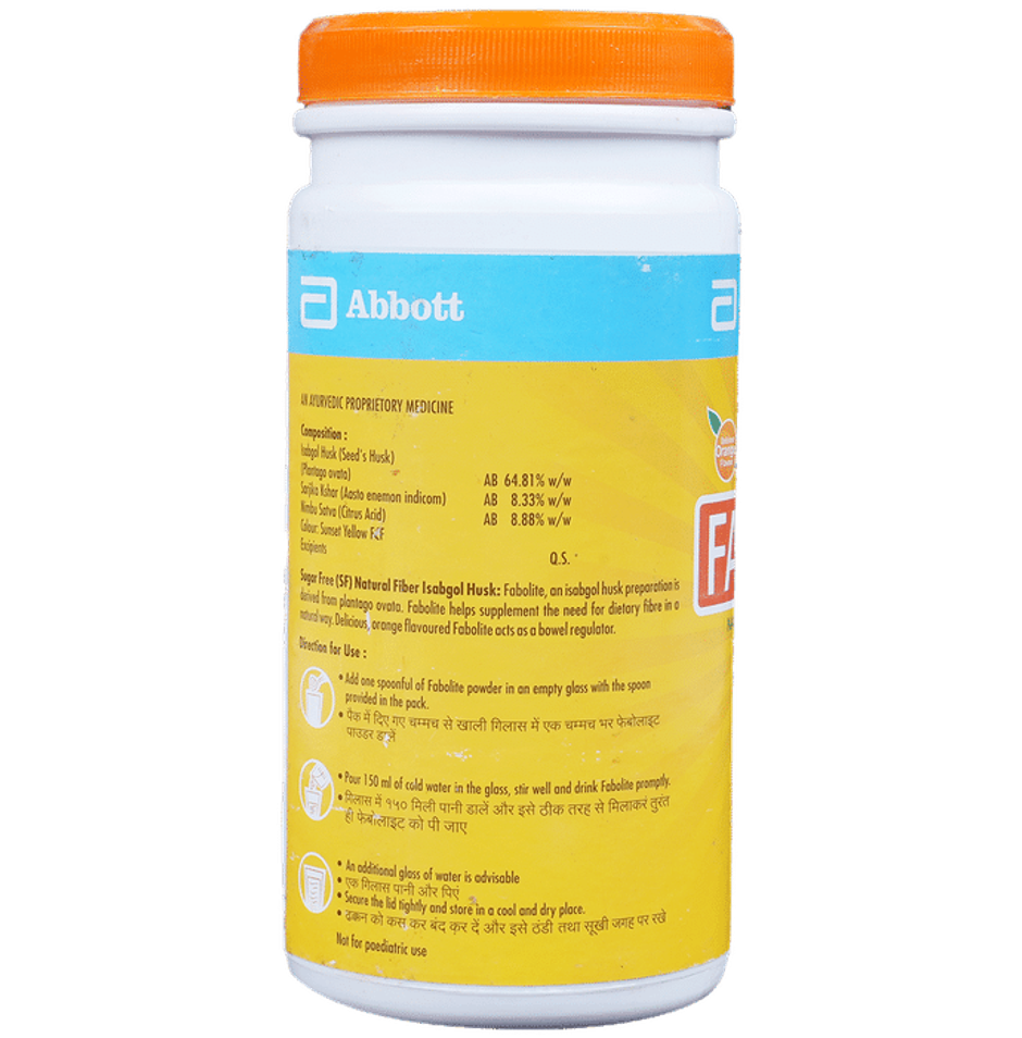 Fabolite Delicious Orange Flavour Sugar Free Isapgol Husk